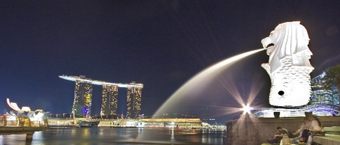 シンガポール夜景・マーライオン